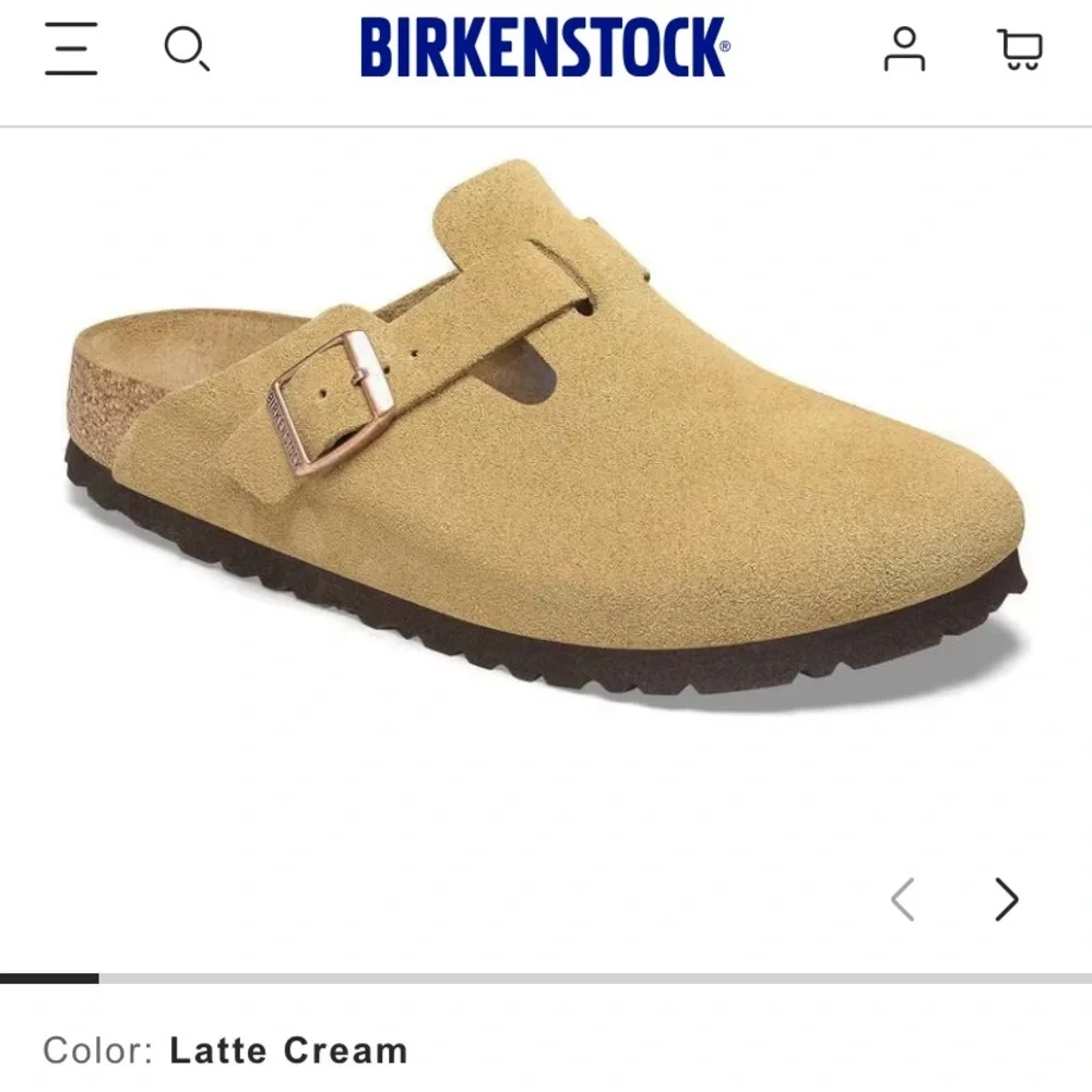 Birkenstock Boston Suede Leather Clog Slip Ons Shoes Latte Cream - Picture 8 of 9